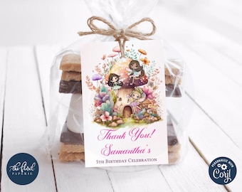 Modelo de Etiquetas para Lembrancinhas de Aniversário com Tema de Fada Encantada (Download Digital)