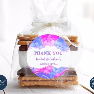 gender reveal favor tag template, editable thank you tags, printable treat bag labels, personalized gift tags, gender reveal favors tfp47