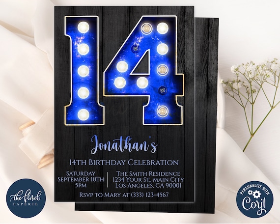 Festone Olografico Per 14° Compleanno - Blu, 3,9 Metri, 11 Bandiere, Per Interni Ed Esterni - 2