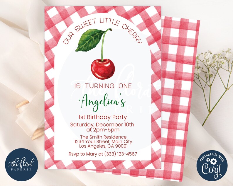 cherry birthday invitation template editable 1st birthday party invites girl birthday invitations cherry invitation fruit