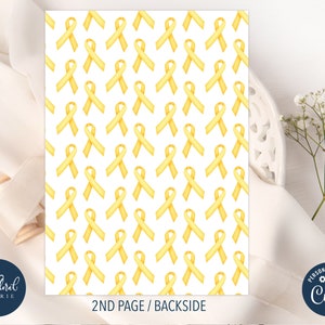 May include: A white background with a repeating pattern of yellow watercolor ribbons. The text "2ND PAGE / BACKSIDE" is at the bottom of the image.