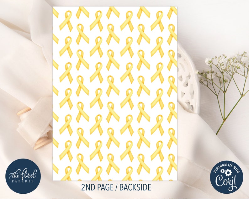 May include: A white background with a repeating pattern of yellow watercolor ribbons. The text "2ND PAGE / BACKSIDE" is at the bottom of the image.
