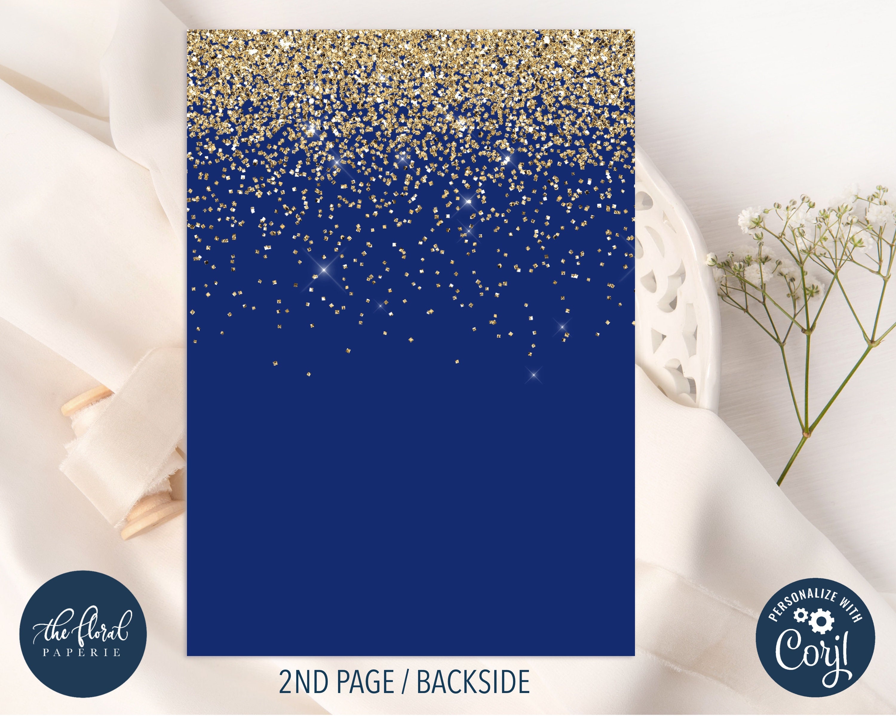 Bandierine In Carta Per 18 Anni – Tema Geode Blu Navy E Oro – Decorazioni Festa Di Compleanno