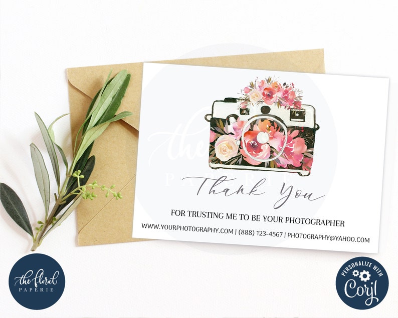 Photographer Client Thank You Cards Template Photo Session Etsy