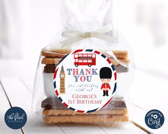 london birthday favor tags template, editable boy birthday round gift tags, printable birthday treat tags, British thank you tags, candy tag