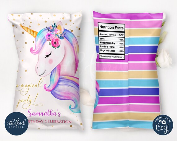 Sacchetti di patatine Personalizzate a tema Unicorno – Smart Print