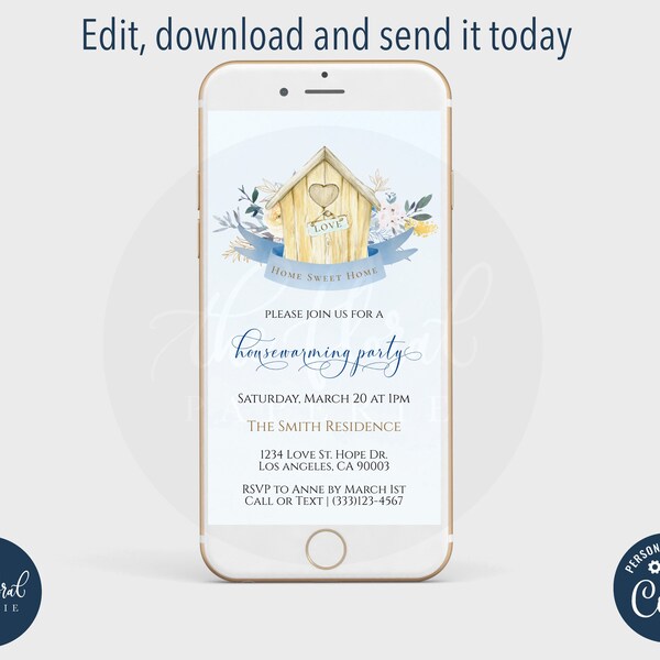 Housewarming Invite Electronic Template Etsy