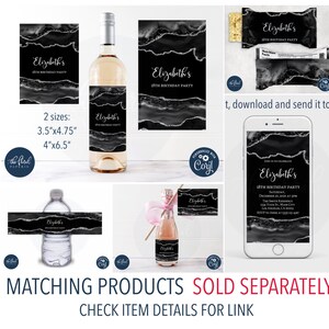 Printable Wine Label Template, Black and Silver Wine Bottle Labels ...