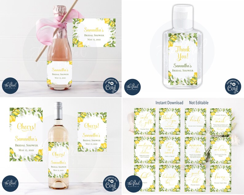 Lemon Wine Label Template Editable Lemon Wine Bottle Labels | Etsy