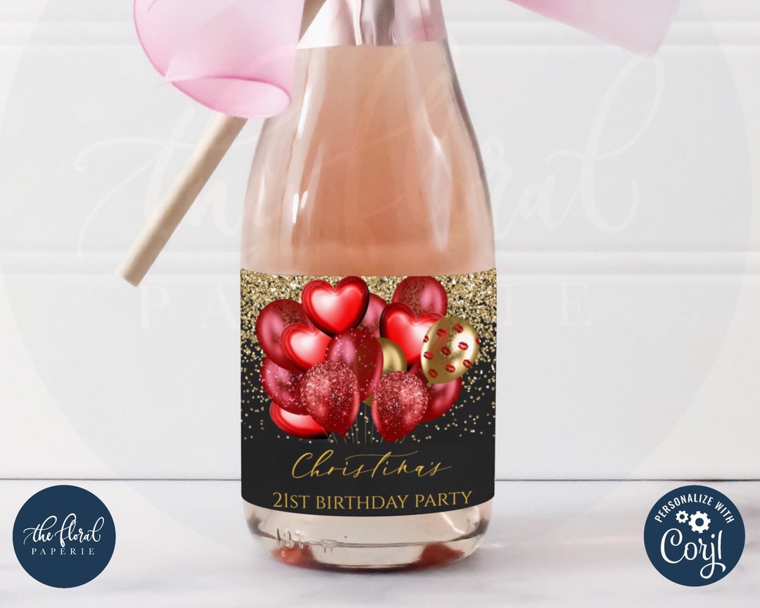 Mini Champagne Label Template Editable Wine Bottle Labels - Etsy