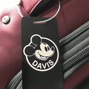 Etiqueta personalizada de Mickey para equipaje o cochecito - Aluminio anodizado grabado con láser