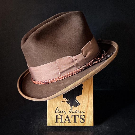 The “Crooked Clerk” size 7 3/8 long oval (59cm) from Ugly Outlaw Hats.