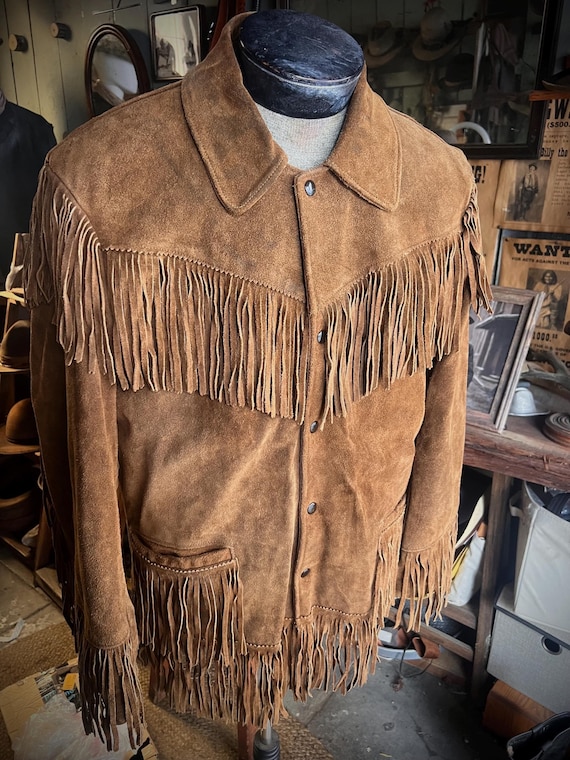 Vintage leather suede frontier jacket.