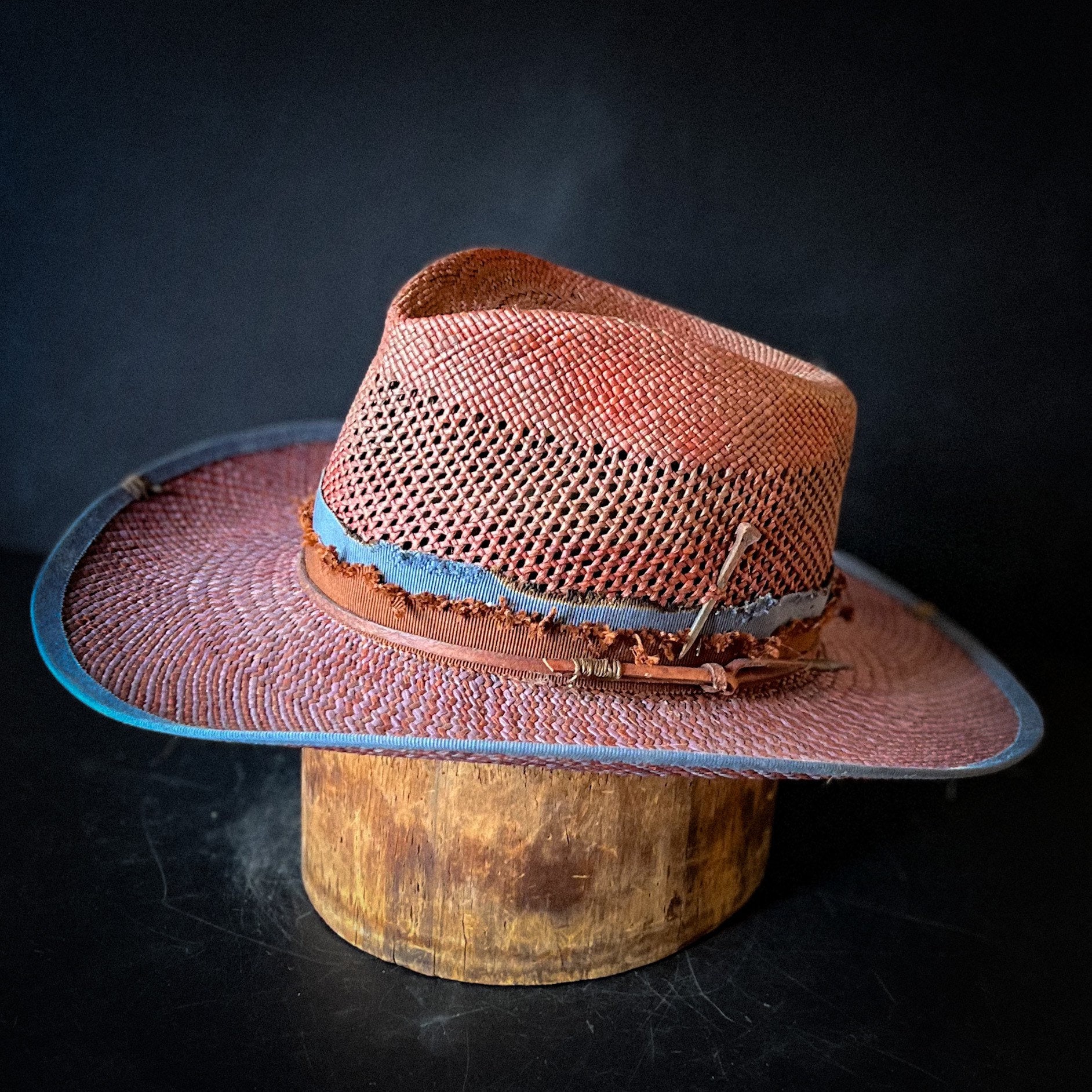 Straw cowboy hat size 6 7/8. The “Denim & Rust” from Ugly Outlaw.