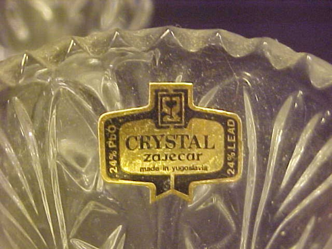 Zajecar 24 Lead crystal Made in former Jugoslavia 2 small Etsy
