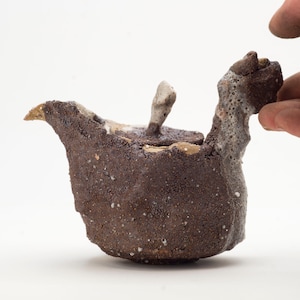 Teapot 8, hand carved stoneware teapot