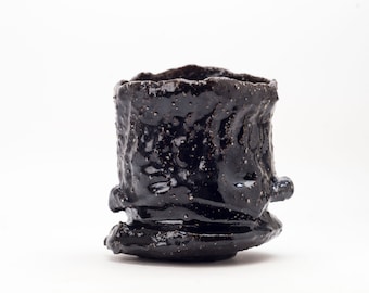 Chawan 16, black raku bowl fired in wood.