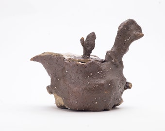 Teapot 18, hand carved stoneware teapot