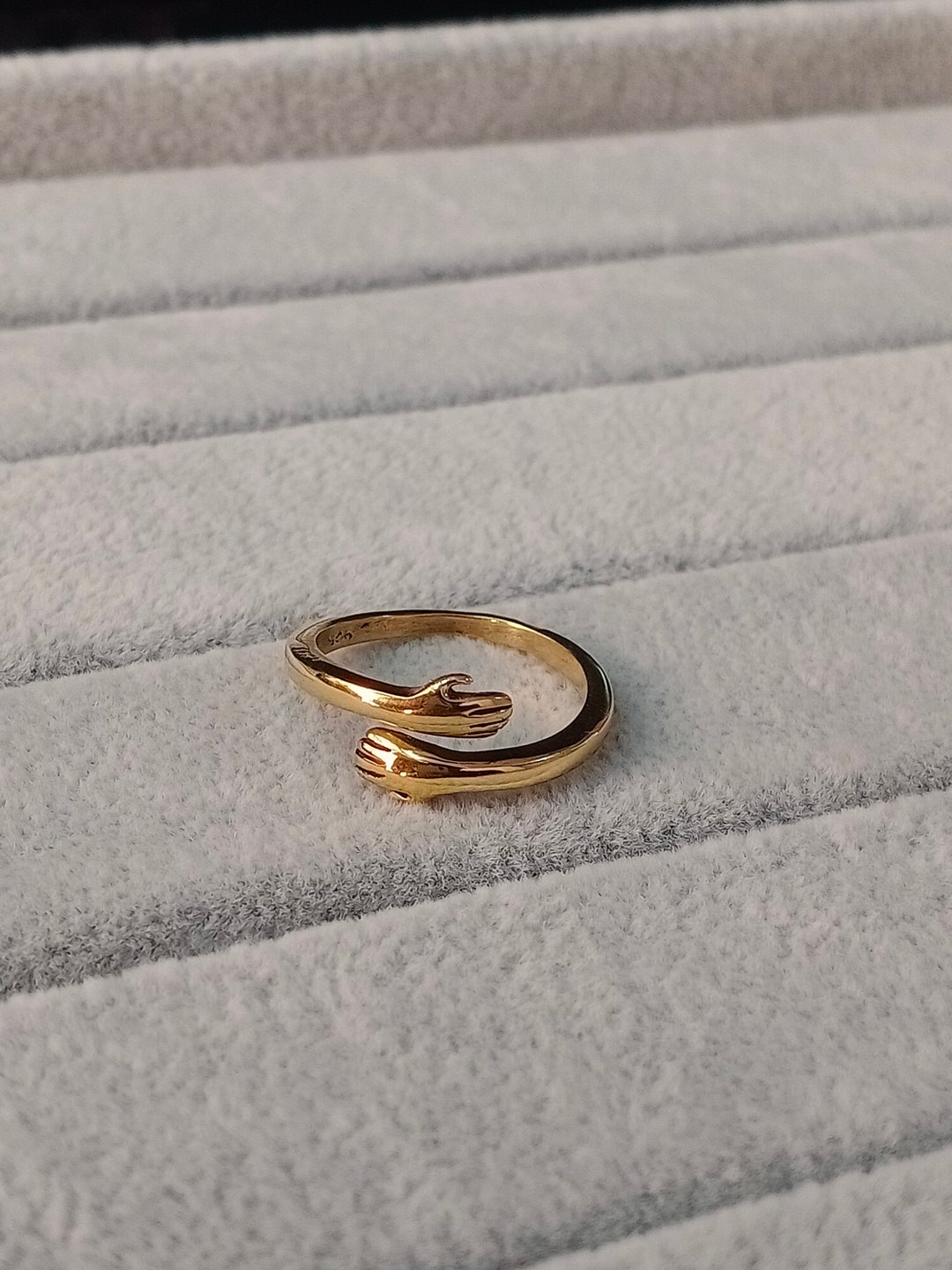 Minimalistic Gold-plated Hug Ring, Sterling Silver Hud Ring,gold Plated ...