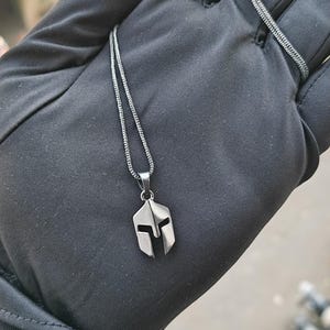 Black Rhodium Spartan Helmet Pendant Necklace - Sterling Silver/Brass