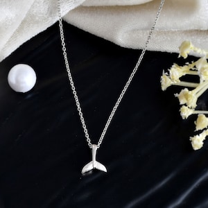 Sterling Silver Whale Tail Pendant Necklace: Minimalist Charm