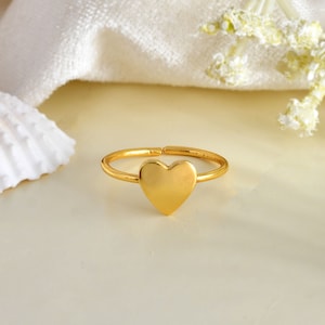 Minimalist Heart Ring: 18k Gold Plated Sterling Silver Promise Ring