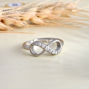 Sterling Silver Infinity Ring with CZ Diamonds