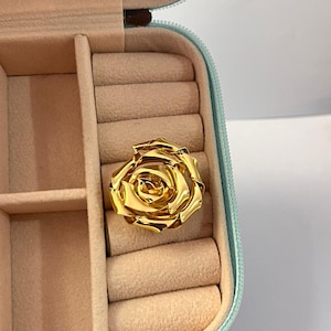 Handmade 18k Gold Plated Flower Ring: Designer Brass Jewelry