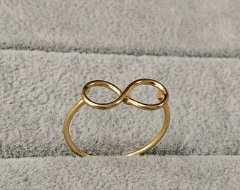 Dainty 18k Gold Plated Infinity Ring - Handmade Brass Ring Gift for her.