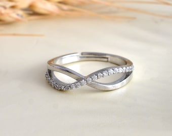 Bague infini en argent sterling : promesse d'amour infini, bague en argent, cadeau pour l'amour.