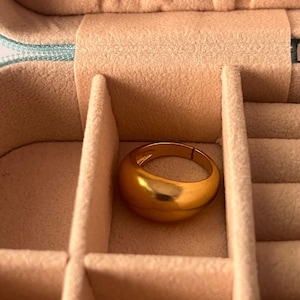 18K Gold Ring Stackable Rings for Women Dome Ring Gold Filled Ring Minimalist Ring Chunky Gold Ring Stacking Rings Gift for Her Mom Gift
