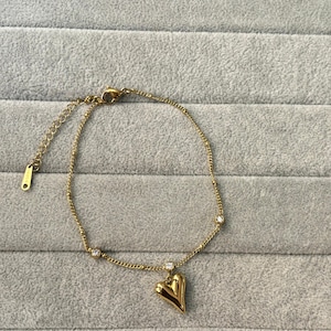 Personalized Dainty Gold Heart Charm Bracelet, Waterproof Friendship Bracelet, Love Bracelet, Custom Best Friend Gift, Anniversary Gift, Mom