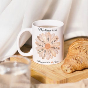 Taza de cerámica para personalizar para agradecer a profesores, niñeras, Atsem, una idea de regalo de fin de curso escolar. Margarita