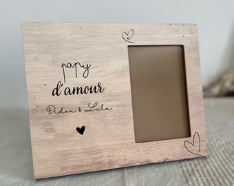 Cadre photo personnalisé en bois avec message et prénom(s) à personnaliser pour la fête des papys ou un joli cadeau à offrir aux papas