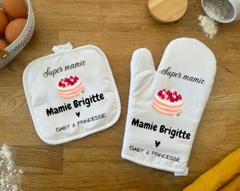 Gant et manique à personnaliser pour une idée cadeau fête des mamies, fêtes des mères, les papys ou pour remercier tata et maitresse