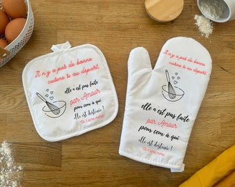 Glove and pot holder to personalize for a gift idea for Grandma's Day, Mother's Day, Grandpa or to thank aunt and mistress