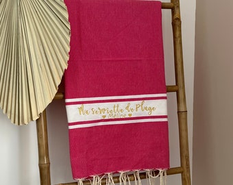 Colorful and embroidered fouta to offer to Grandma, Mom, Teacher and nanny with the personalized message of your choice