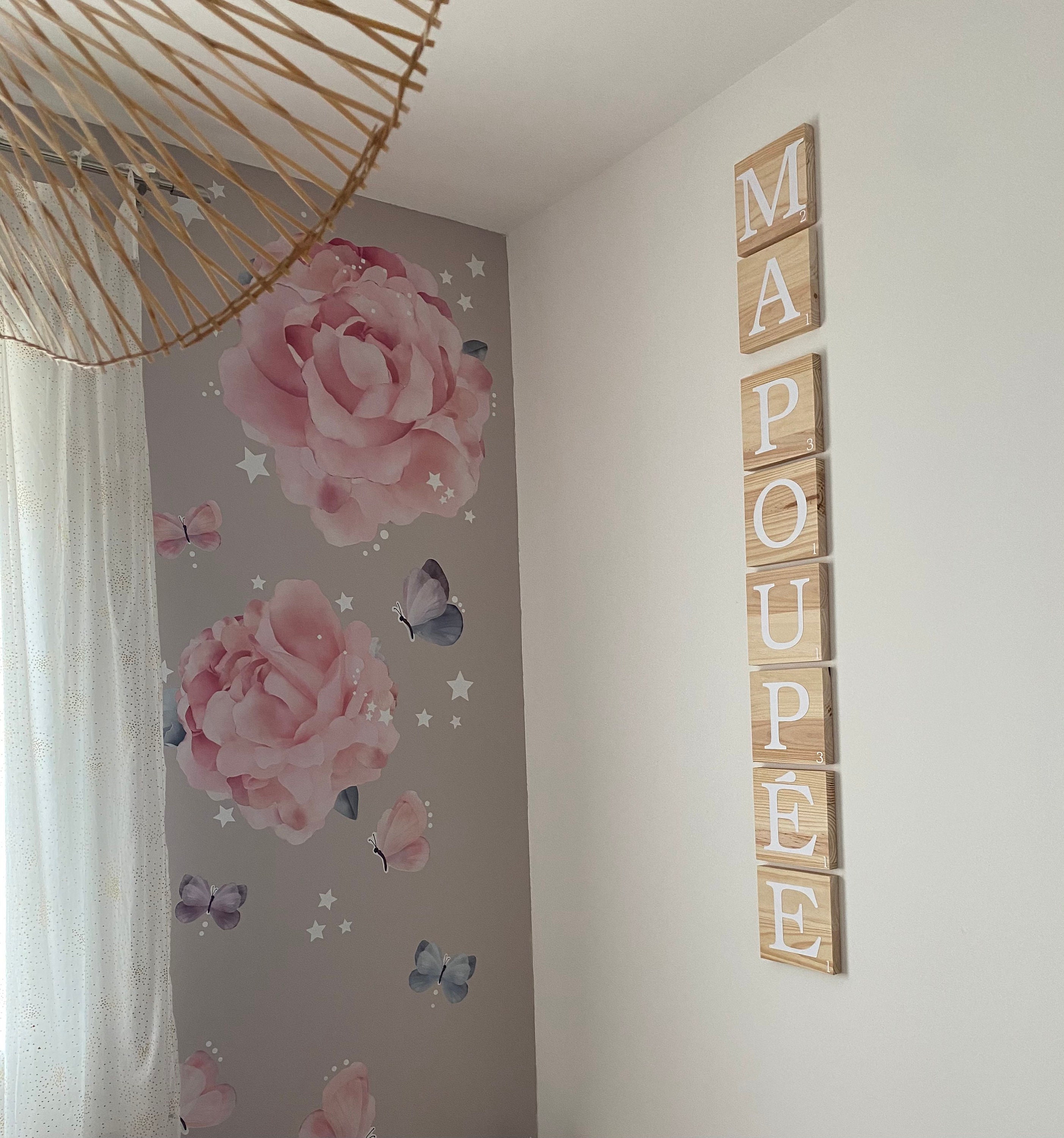 Décoration Lettre Scrabble Géante en Bois Patiné Pour La Famille