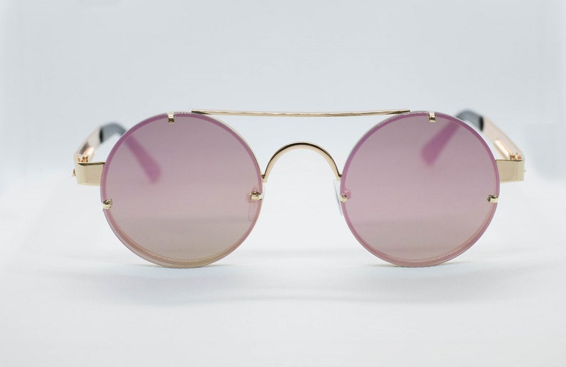 Pink Lens John Lennon Type Hippie Retro Gold Sunglasses | Etsy