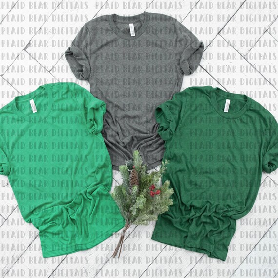 Bella Canvas 3001 Grey Kelly Grass Green Heather Bella Canvas 3001 Grey Kelly Grass Green Heather