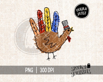 Truthahn Handabdruck PNG | Thanksgiving T-Shirt Design (Digitaler Download)