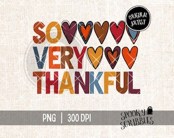Thankful Hearts PNG Print | Autumn Thanksgiving Design (Digital Download)