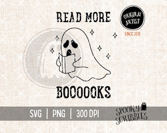 Read More Books Ghost SVG, Funny Halloween PNG Print Files (Digital Download)