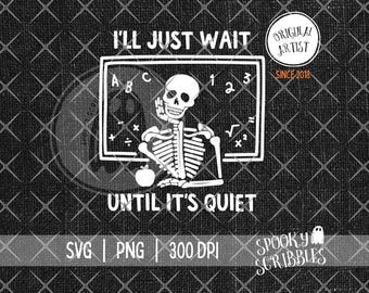 Funny Skeleton Teacher Halloween Design | SVG PNG (Digital Download)