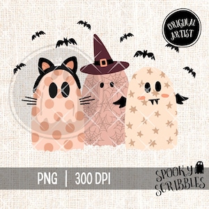 Cute Halloween Ghosts SVG | Spooky Kawaii Clipart (Digital Download)