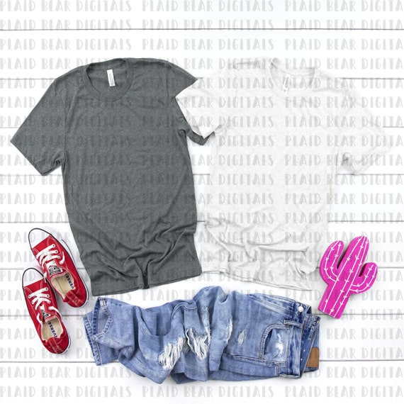 Bella Canvas 3001 Ash White Deep Heather Unisex Jersey T Shirt Etsy