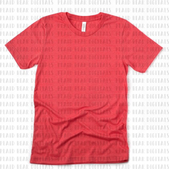 Bella Canvas 3001 Heather Red Unisex Jersey T Shirt Mockup Etsy