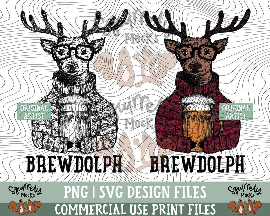 Brewdolph SVG PNG Print File for Sublimation, Trendy Christmas