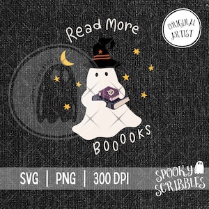Read More Boooooks SVG PNG | Halloween Teacher | Funny Reading | Book Humor | Teacher Gift | Cute Ghost | Reading Fun | Librarian | Bookworm