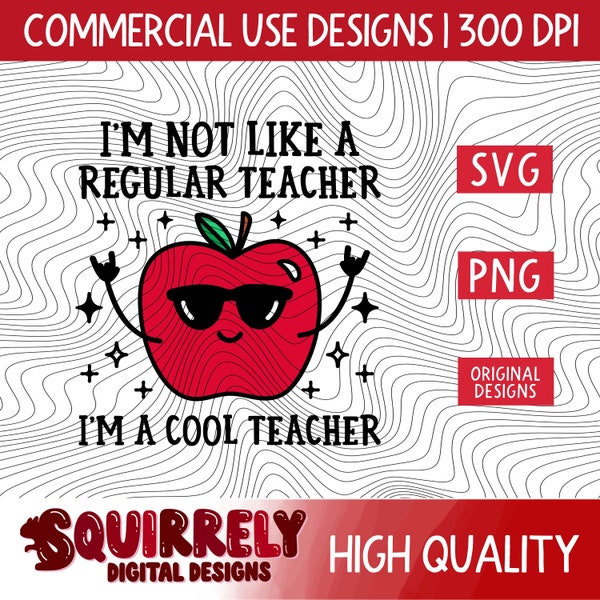 Cool Teacher SVG Cricut Cut File, PNG Print File, DTF Print File, Teachers Rock, Cute Teacher Design, Funny Teacher, Back to School Design